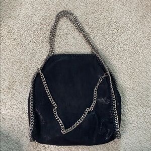 Black Handbag with Silver Chain